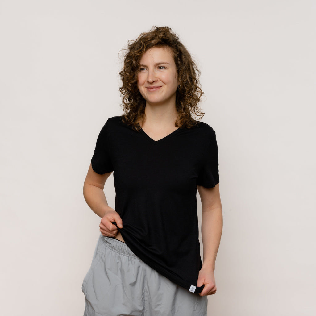 Merino T-Shirt V-Ausschnitt Damen