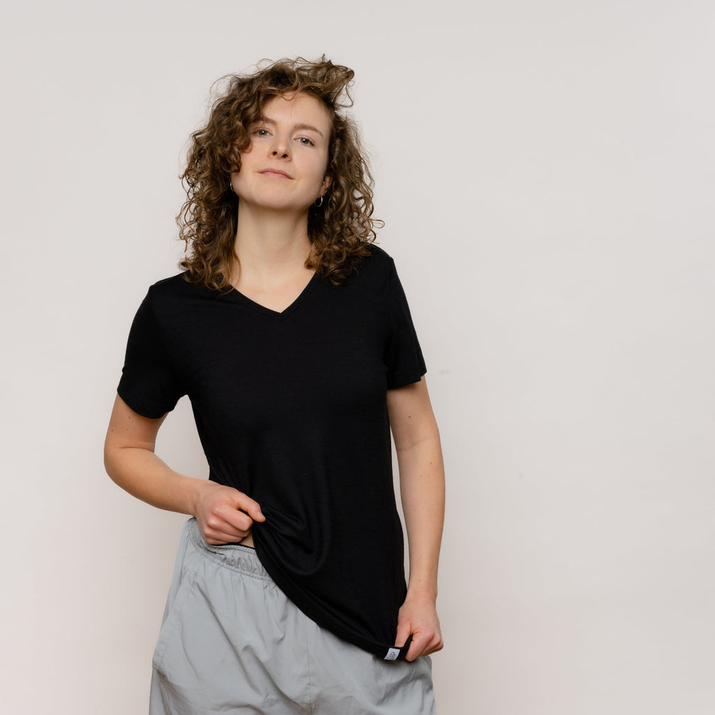 Merino T-Shirt V-Ausschnitt Damen