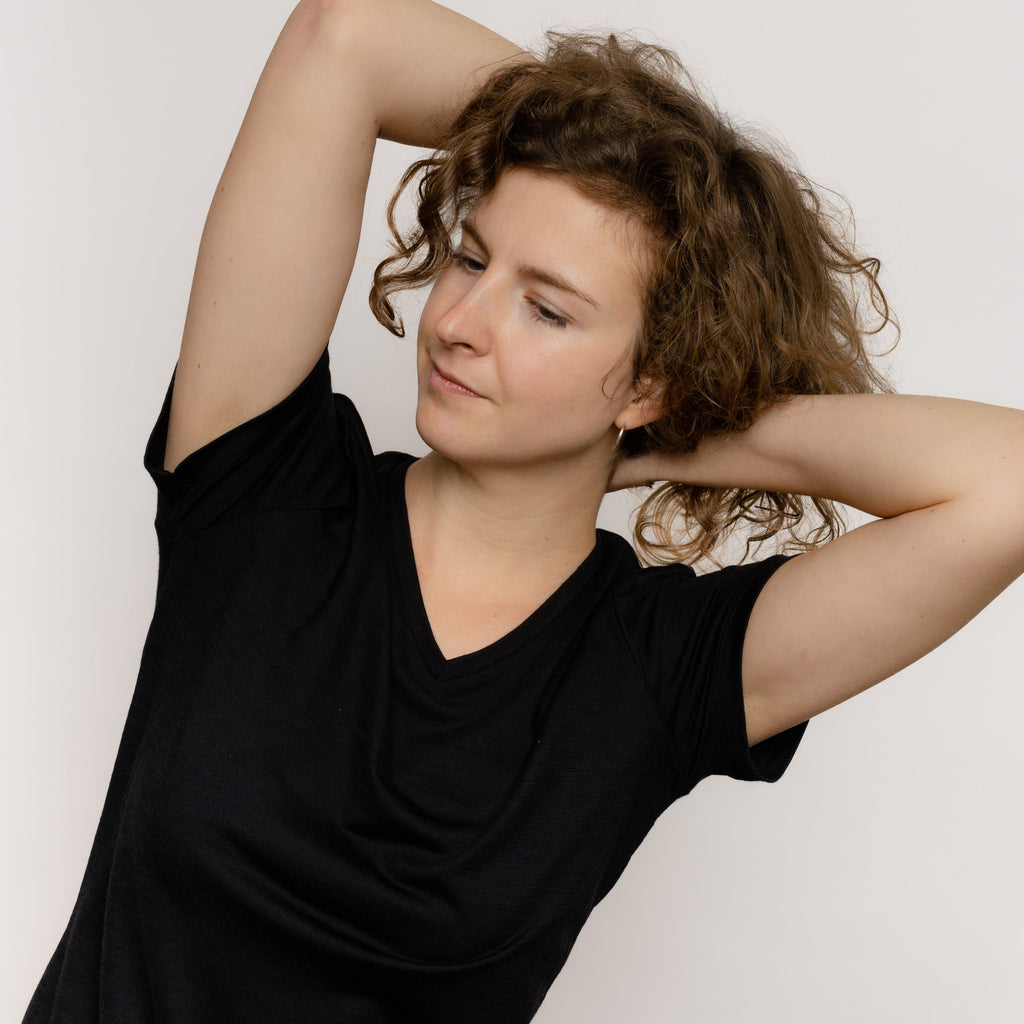 Merino T-Shirt V-Ausschnitt Damen