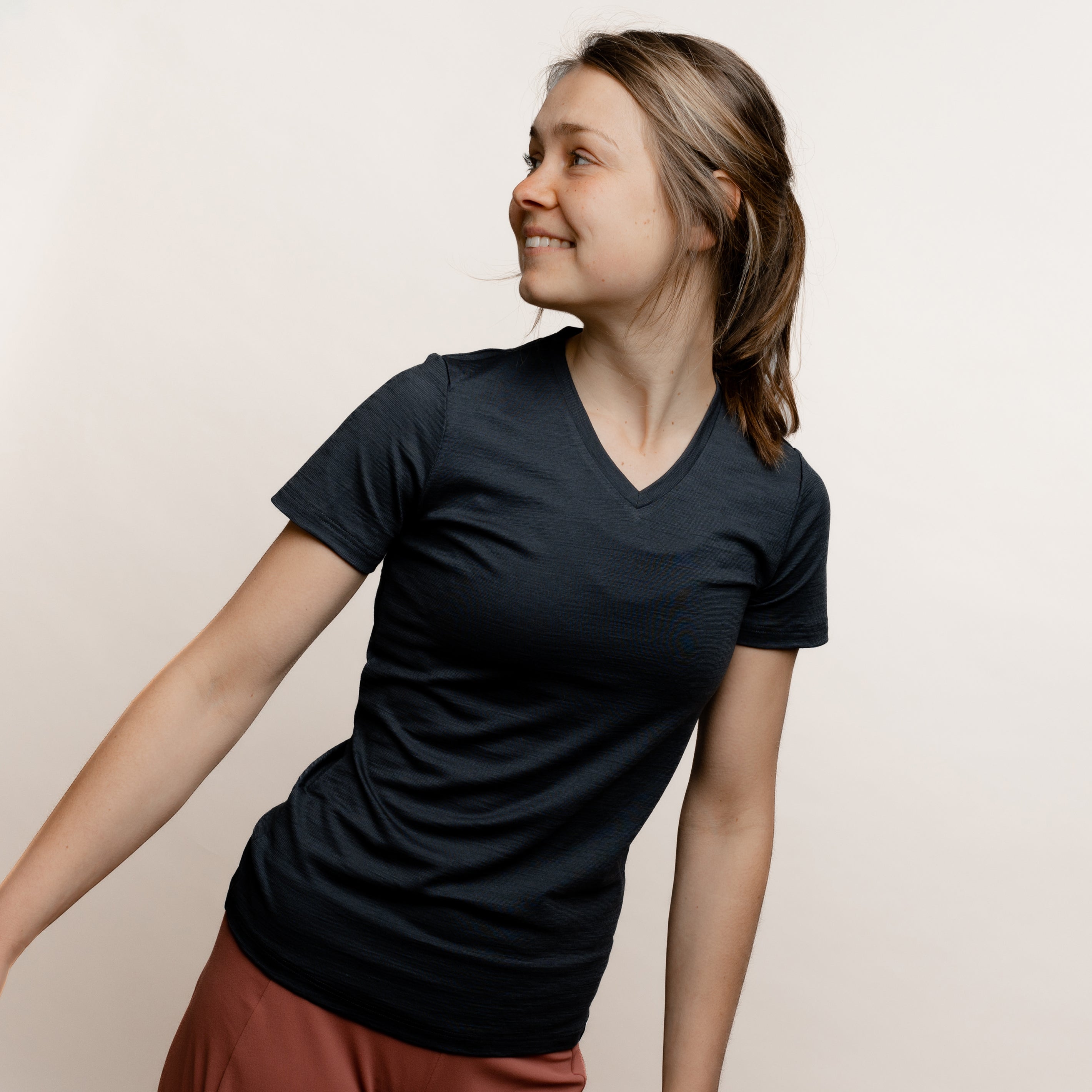 Merino T-Shirt V-Ausschnitt Damen