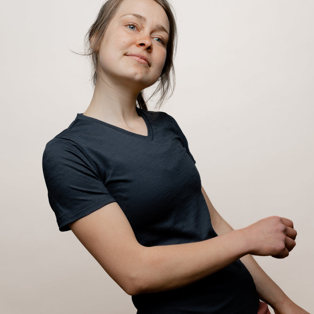 Merino T-Shirt V-Ausschnitt Damen