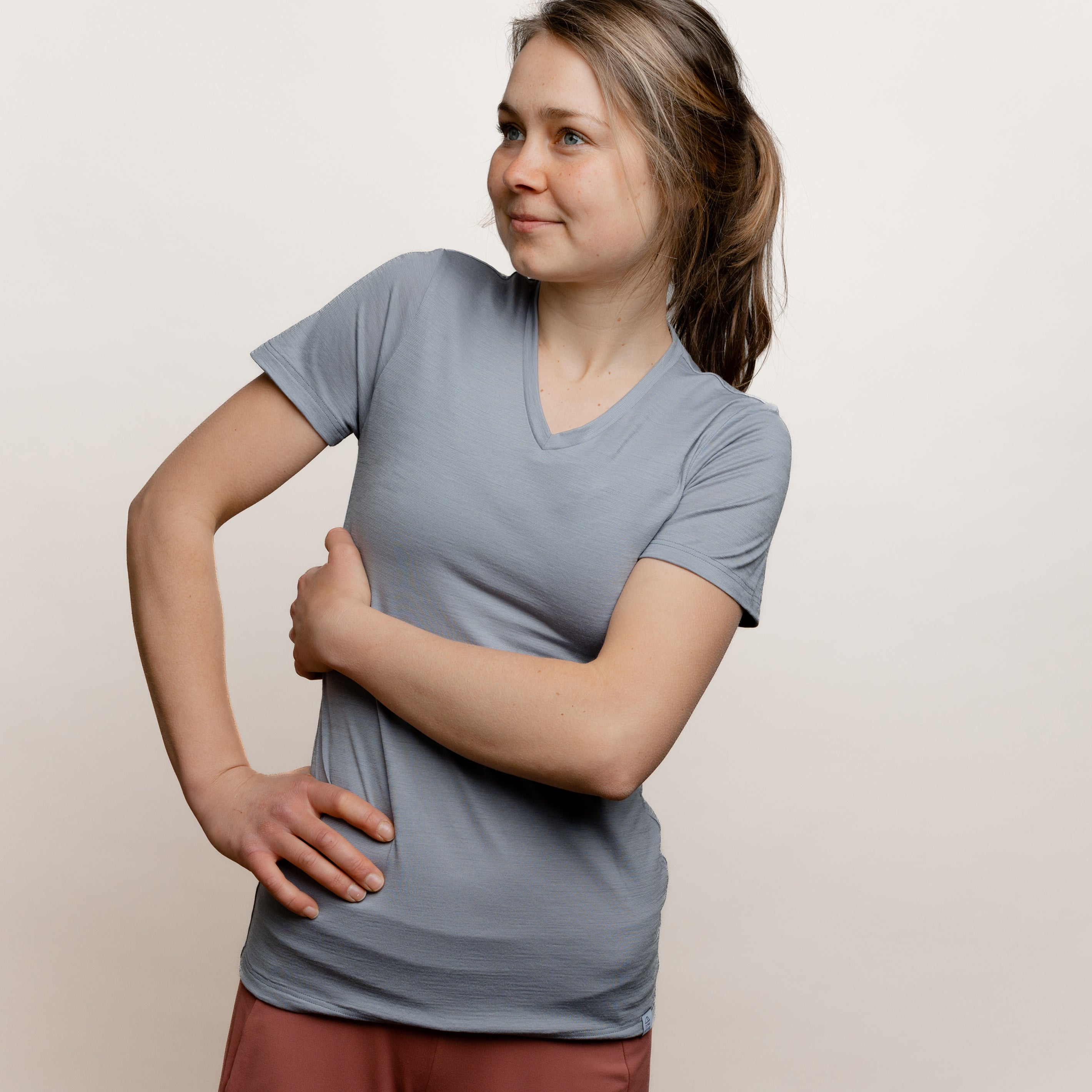 Merino T-Shirt V-Ausschnitt Damen
