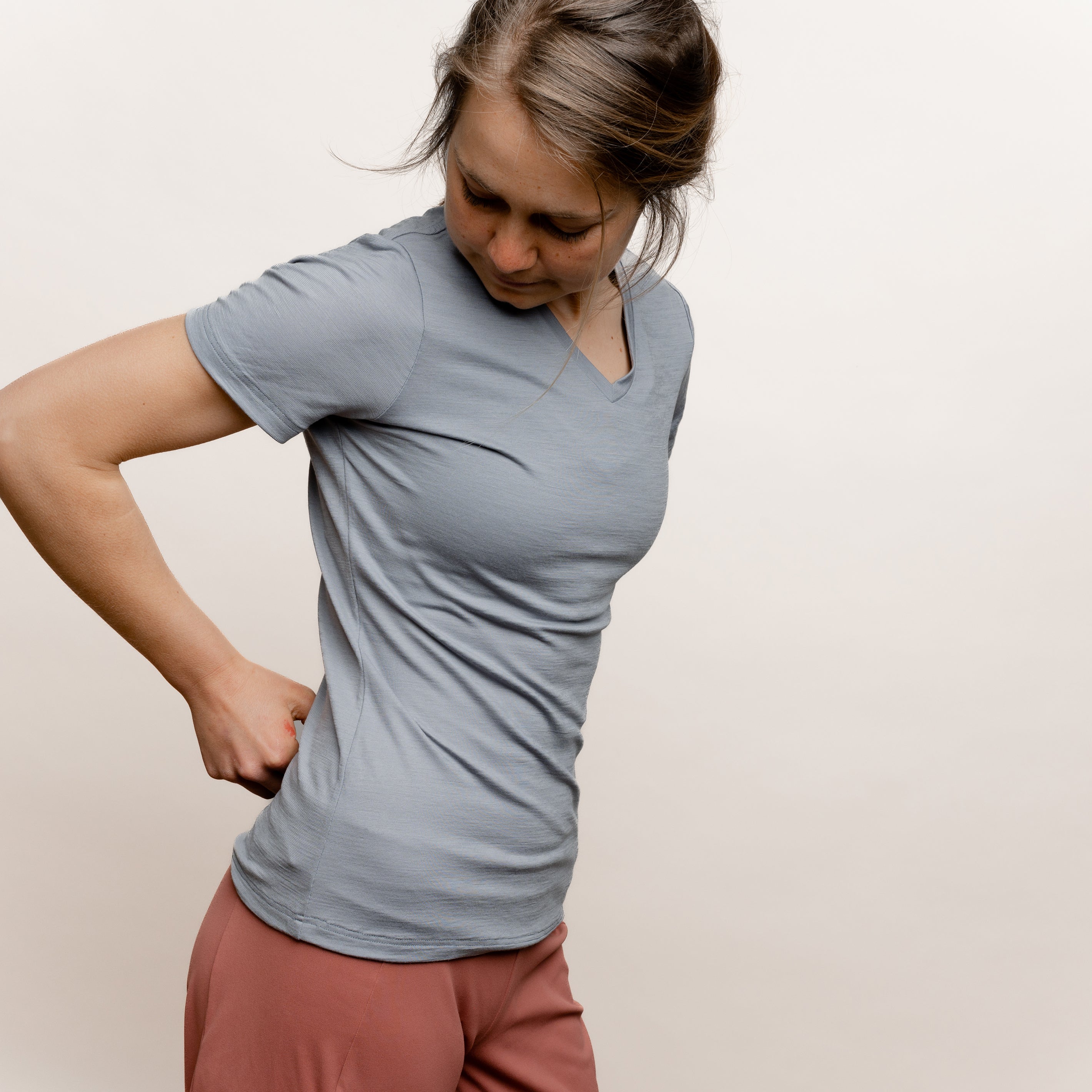 Merino T-Shirt V-Ausschnitt Damen