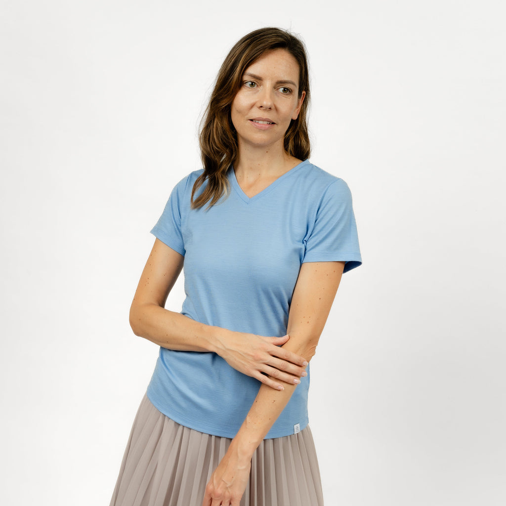 Merino T-Shirt V-Ausschnitt Damen