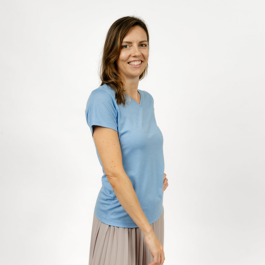 Merino T-Shirt V-Ausschnitt Damen