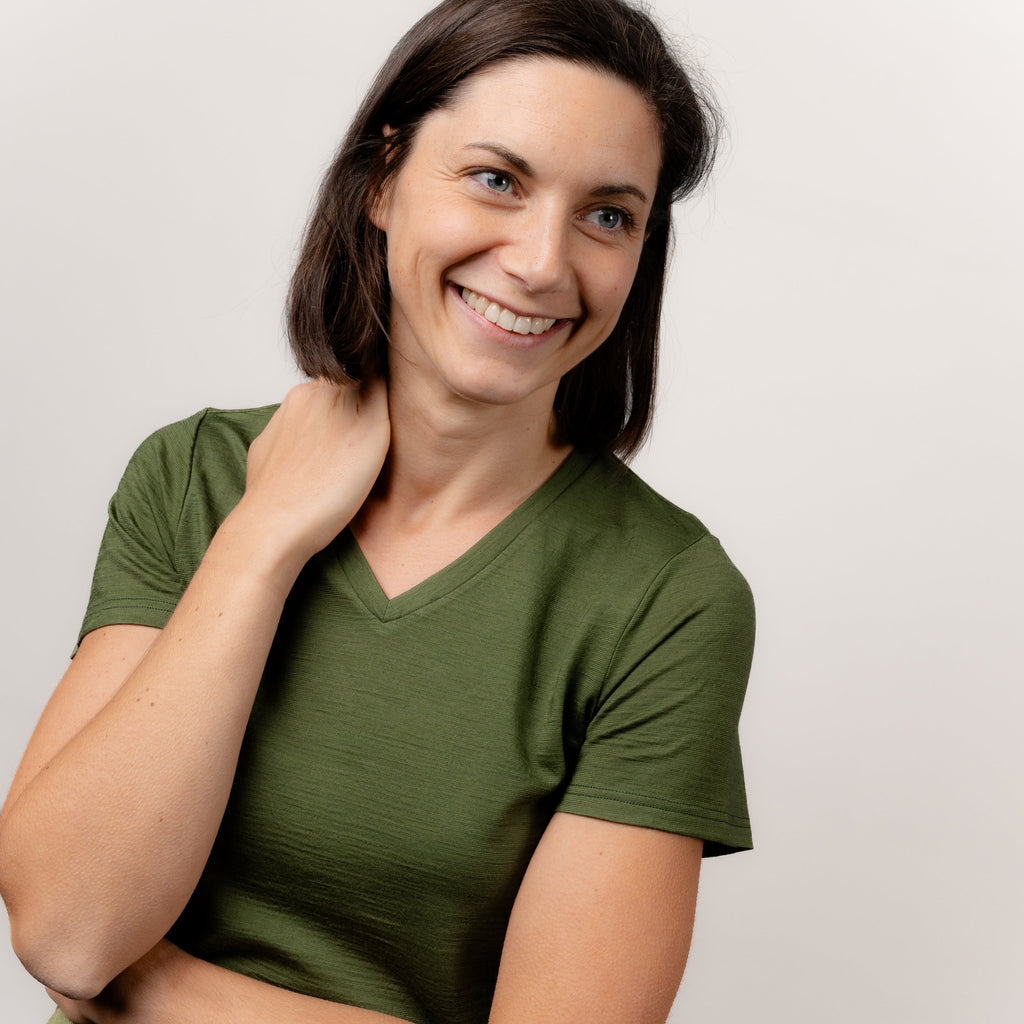 Merino T-Shirt V-Ausschnitt Damen