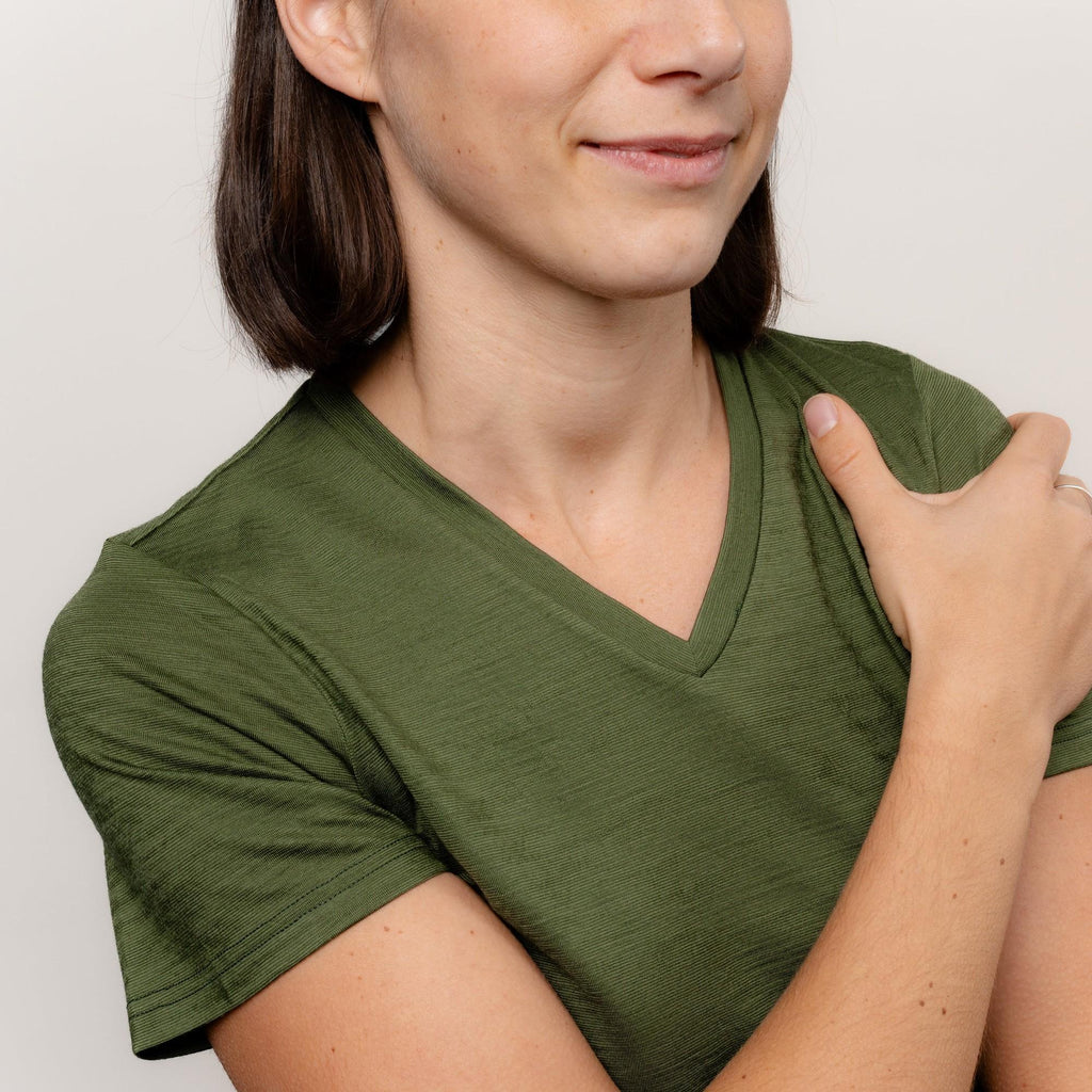 Merino T-Shirt V-Ausschnitt Damen