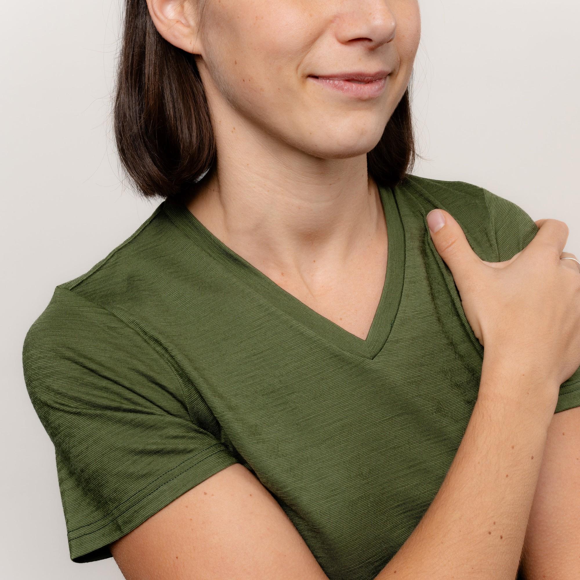 Merino T-Shirt V-Ausschnitt Damen