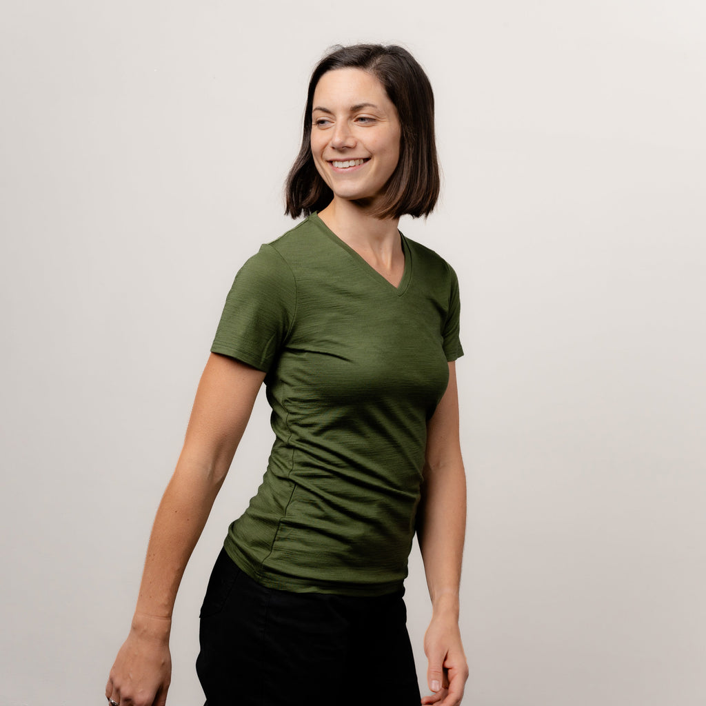 Merino T-Shirt V-Ausschnitt Damen