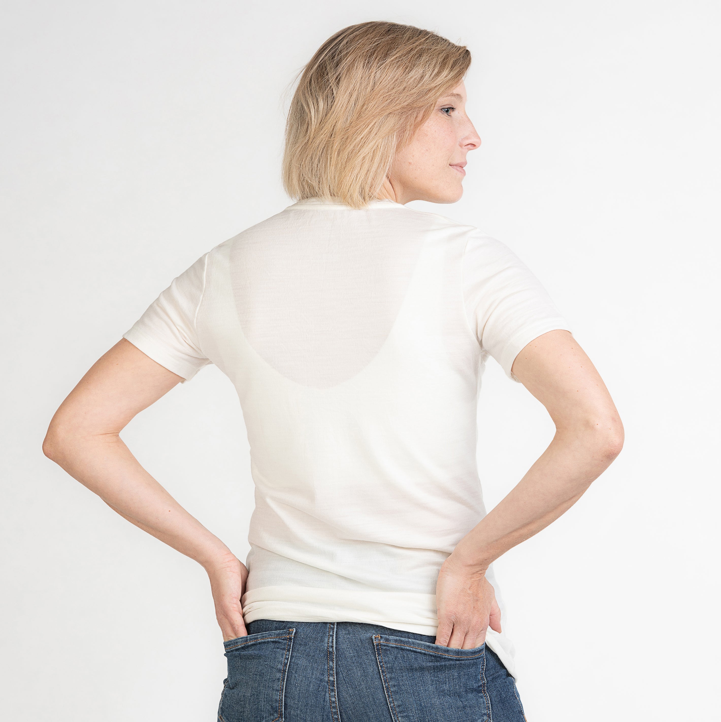 Merino T-Shirt V-Ausschnitt Damen
