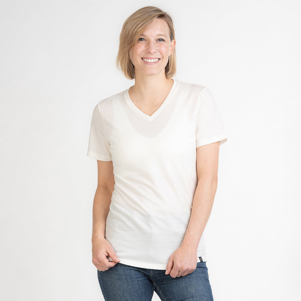 Merino T-Shirt V-Ausschnitt Damen